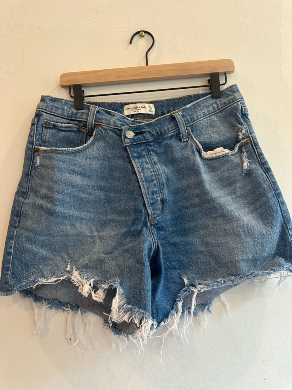 Abercrombie & Fitch Faded Blue Distressed Denim Cutoff Shorts